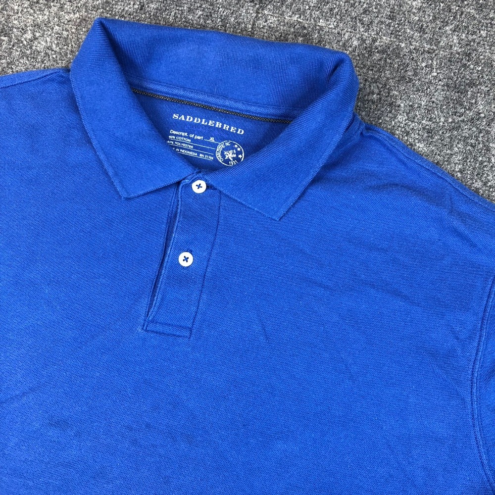 SADDLEBRED‎ Royal Blue Cotton Polyester Short Sleeve Collared Polo Shirt Mens XL